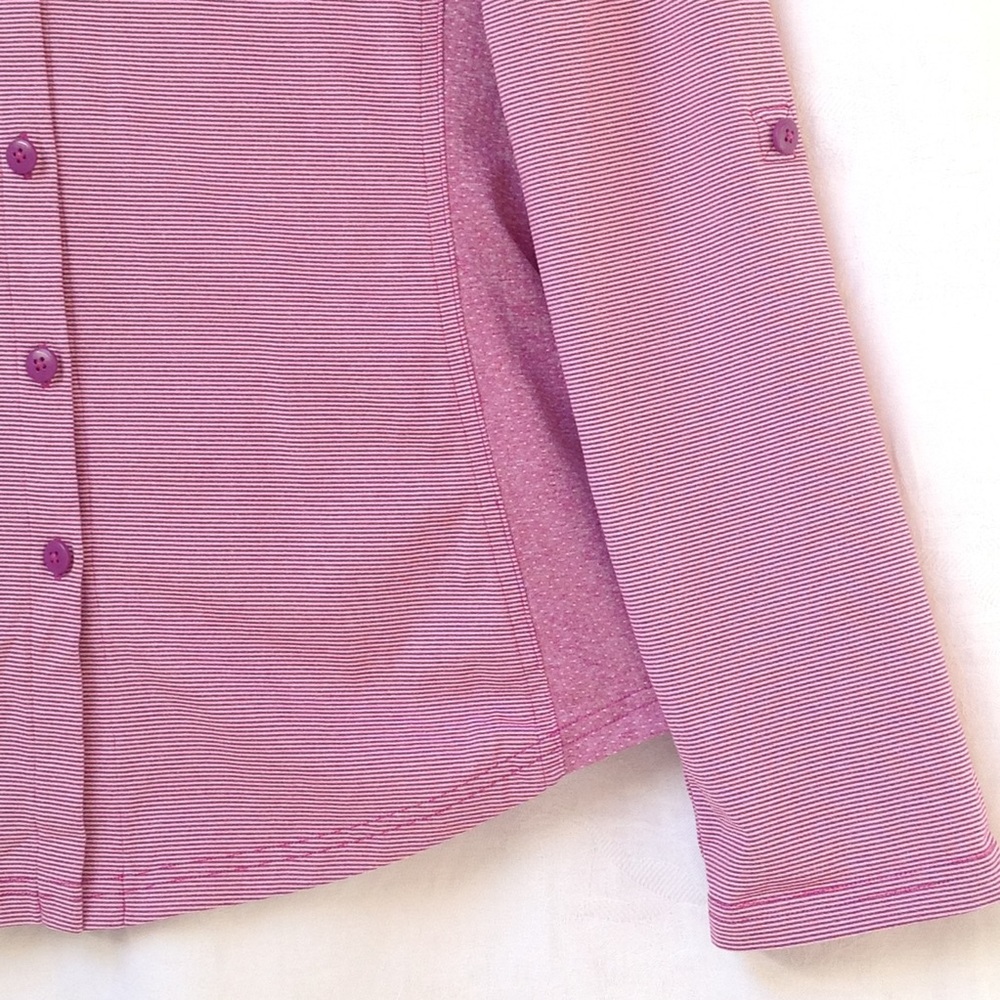 Prana Stripes Top Kinley Shirt Women's Medium Collared Long Sleeves Button Front - Picture 5 of 12